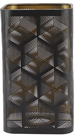 Lwuey Metall Lampenschirm | 20x12cm Quadratisch für Stehlampen Tischlampen | kompatibel mit E26/E27 Fassungen, Mit filigranem Schnitzmuster, Modern-retro Vintage Deko ideal für Wohnzimmer, Hotel & Büro