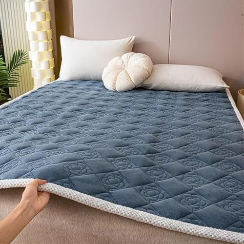 HAIBA Matratzenauflage 90x200cm Mikrofaser Füllen Matratzentopper, Washbare Matratenauflage für Komfort & Fernhalten von Schmutz Matratzenschoner für Matratzen & Boxspringbett Grau Blau