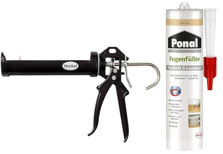 Ponal Parkett & Laminat Fugenfüller Buche, elastische Fugenmasse, lösemittel- und silikonfreie Dichtmasse (1x280ml) Kartusche & Pattex Profi Metall Kartuschenpistole