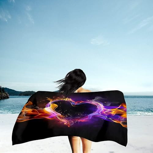 okoikfc 3D Strandtuch 200x200 cm Herzförmig Badetuch Groß Herzförmig Microfaser Handtücher Weich Schnell Trocknen Strandhandtuch Herren Frauen Badetücher, Strandtücher Strandlaken Handtuch A1456