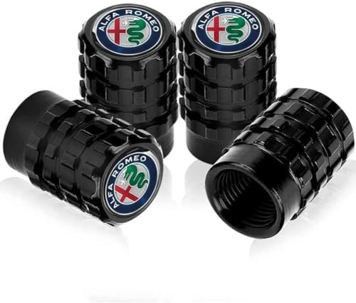 4 Stück Auto Ventilkappen für Alfa Romeo Stelvio Giulia, Autoventil Kappe Dichtung Reifen Ventildeckel Reifenventilkappen Ventilabdeckung Reifen Felgen Zubehör