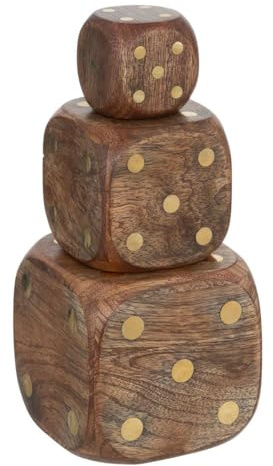 ATMOSPHERA CREATEUR D'INTERIEUR - Set di 3 Dadi Roger Deco in Legno di Mango Naturale