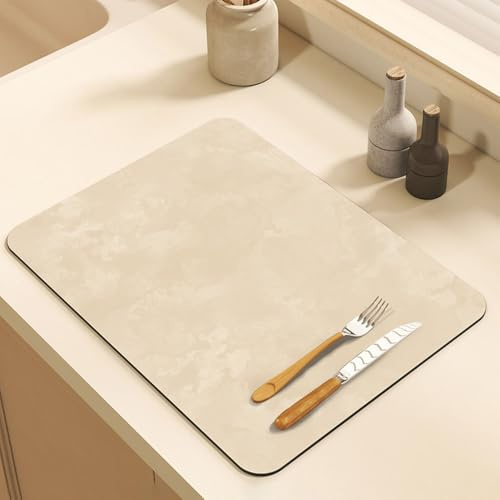 Odot Tappetino Scolapiatti, Tappetino Scolapiatti Assorbente Tappetino Assorbente Cucina Asciugatura Rapida Tappetino Macchina Caffe Antiscivolo, Colore Solido (Beige,40x70x2,5cm)