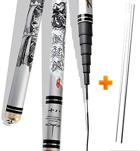 TUANZUN Teleskoprute,Angelrute,Fishing Stipprute Teleskop Angelrute Carbon-Faser-Gussteil-Rod 3.6m-7.2m Hand(6.3m)