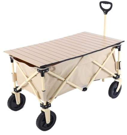 CHEMYO Chariot de Plage Chariot de Camping Portable d'extérieur Chariot de Camping tiré à la Main Chariot de Pique-Nique de Transport à Quatre Roues Chariot de Camping Pliable Chariot à roulettes