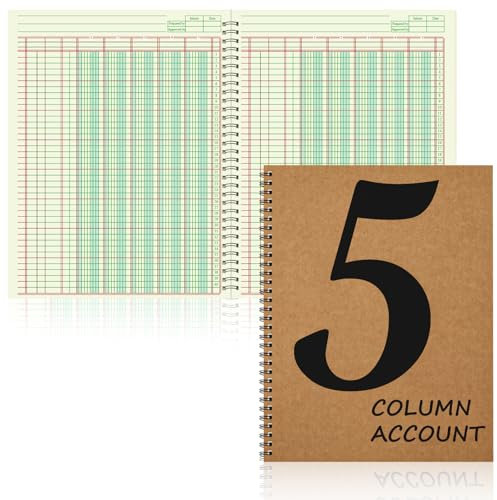 13 Spaltenbuch, 21,6 x 27,9 cm, Spaltenblock, Säulenblock, 13 Spalten, hochwertiger Analyseblock, Kraftpapiereinband, 100 Seiten für den persönlichen Gebrauch, kleine Unternehmen (50 Blatt) (5