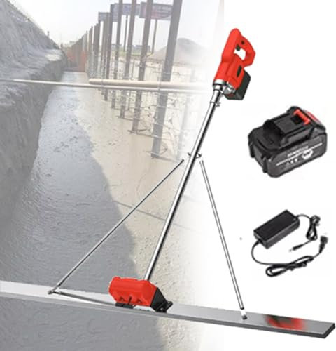 RèGle Nivellement Ciment Chape éLectrique Kit vibratoire pour Chape en béton - Règle de nivellement de en béton alimentée par Batterie de 1,5 m/1,8 m, Moteur de Vibration san