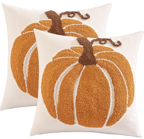 Tosleo 2 stycken höstörngott pumpa 45 x 45 cm örngott med orange pumpamönster dekorativa kuddar dekorativa örngott dekorativa örngott höstdekoration inomhus för soffa trädgård sovrum hem