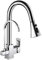 Grifo de filtro de agua de cocina de 3 vías con rociador, grifo mezclador de ósmosis inversa multifuncional, 3 modos de instalación debajo del fregadero, elegante acabado negro y cromado