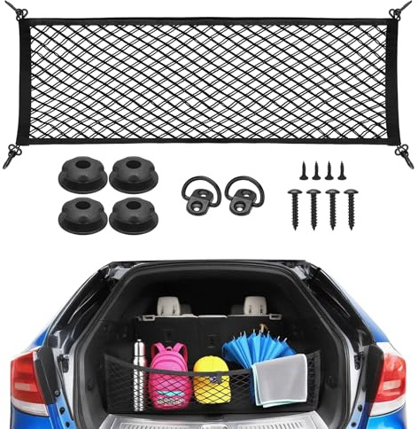 Fit4drive 90 x 30 cm Gepäcknetz Auto Kofferraumnetz für Auto Ladungssicherung, Kofferraum Netz Gepäck Organizer die Aufbewahrung von Ladung, Kleinwaren, Werkzeugen im Stamm von SUVs, Limousinen, Trans