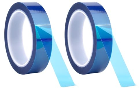 2 Rolls Heat Resistant Tape, 20mm x 33m/108ft Blue Heat Tape Sublimation, High Temperature Proof Tape, Film Masking Tape, Thermal Tape No Residue for Electronics Tote Bags 3D Printers DIY Crafts