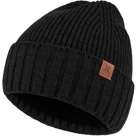 Bequemer Laden Gorro de Invierno para Hombres, Gorra Skull Forrado de Polar Tejido Caliente para Esquí Nieve Regalo Hombre