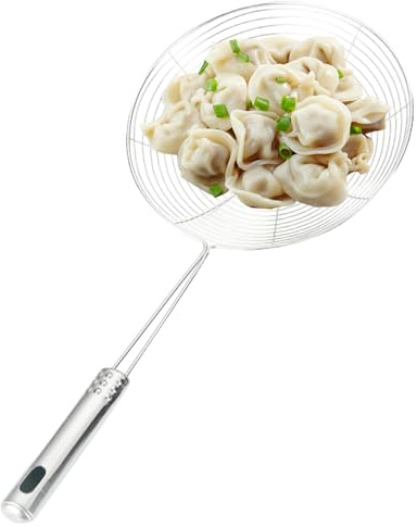 Skimmer - Fine Mesh Olio Pulter | Filtro a maglie di ragno eterno | Spoon skimmer di filo ideale per frittura profonda, ebollizione, cucina professionale e preparazioni di cucina fatte a mano