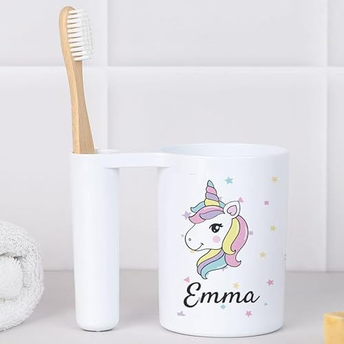 Wanapix | Gobelet pour Brosse à Dents Personnalisé | Gobelet en Plastique pour Salle de Bain | Hygiénique et Durable | Licornes