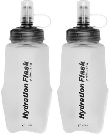 TRIWONDER Bouteille d'eau Souple Gourde Sport, A - Blanc, 250 ml - 2 Pièces | Pliable, Flasque Running, Poche Hydratation, Utilisation en Extérieur