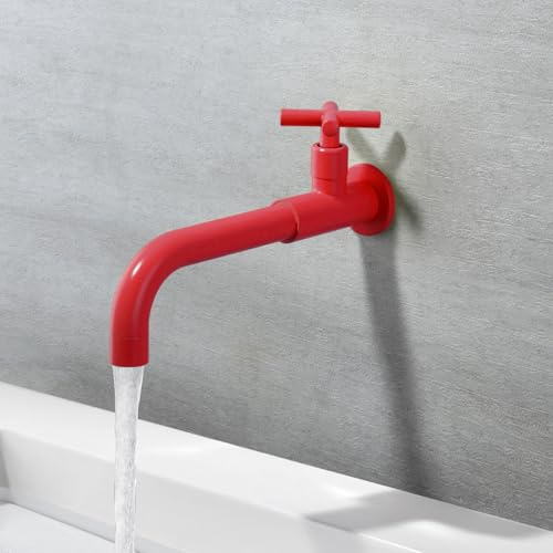 Robinet Lavabo Salle de Bain Eau Froide en Mural Rotation 360° Mitigeur Lave Main Monotrou,rouge