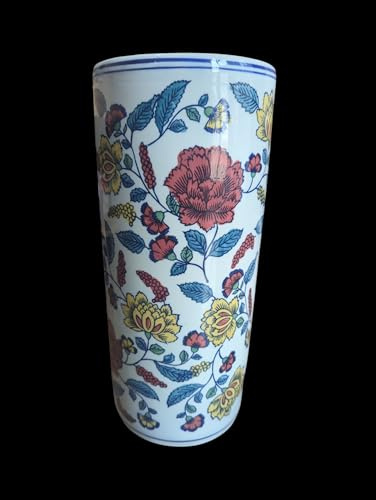 Classic Umbrella Stand/Walking Stick holder Ceramic 18 Red Flower