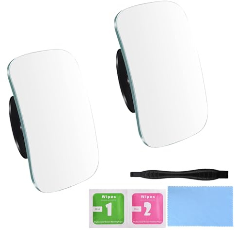 Toter Winkel Spiegel Selbstklebend, 2 Stück Toterwinkelspiegel Auto, 360° Weitwinkel Einstellbar, Rahmenloser Quadratischer Konvexer HD Blind Spot Mirror, für LKWs, Autos, SUVs, Wohnmobile und Vans