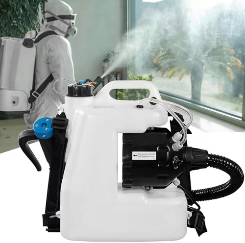 Máquina eléctrica de nebulización para mochila, pulverizador atomizador ULV de 10 L para uso comercial, rociador portátil para interiores y exteriores con manguera para jardines e invernaderos