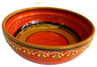 Terre cuite Orange, plat profond – peinte à la main à partir d'Espagne