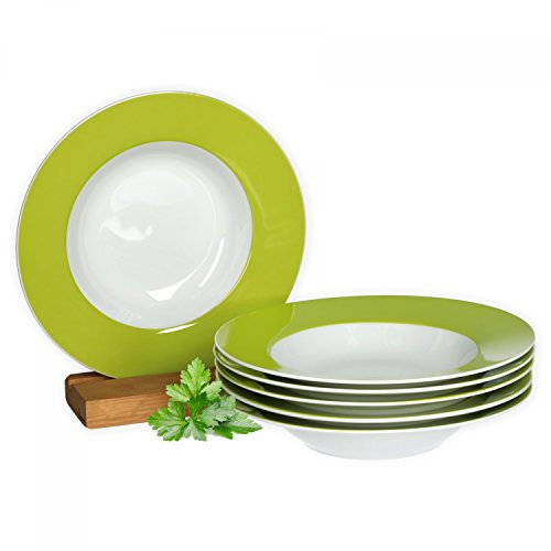 Van Well – Set di piatti fondi in porcellana della Serie Vario – Colore a scelta verde