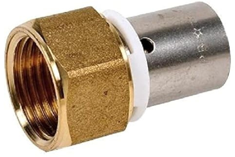 DIPRA - Raccord PER à Sertir - Droit à Écrou Tournant Ø16 mm - Femelle F20/27 (3/4) - Laiton Nickelé