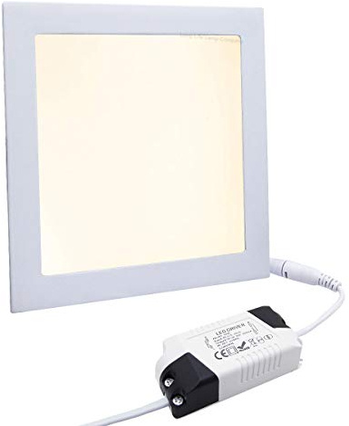 Long Life Lamp Company 18W LED Square Recessed Ceiling Flat Panel Light Warm White 2700K Driver Included
