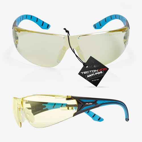 Riley Stream Sports Style Safety Glasses for Work, Cycling & Running – Protective Glasses with Wraparound Polycarbonate Lens, Anti-Fog Anti-Scratch Coating & Adjustable Nose Bridge – EN166 Certified