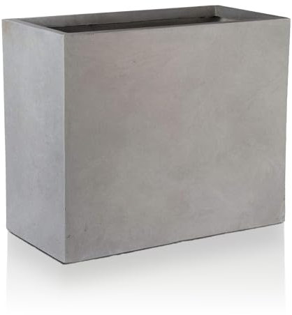 IDEALIST 50cm Trough | Grey Reinforced Stone Rectangular Planter | Garden Plant Pots with Drainage Holes L50 W20 H40 cm, 23 litres