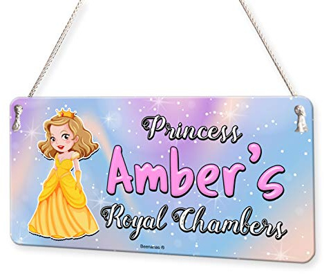 Beenanas Princess Royal Girl Personalised Childs Bedroom Door Sign Name Plaque