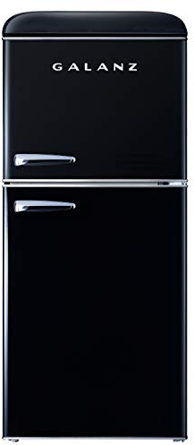 Galanz GLR40TBKER Retro Compact Refrigerator, Mini Fridge with Dual Doors, Adjustable Mechanical Thermostat with Freezer, 4.0 Cu Ft, Black