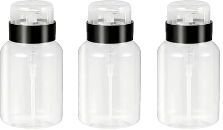3 Stück 200ml Nagellackentferner Pumpenspender Transparent Drücken Pumpspender Leere Nagellackentferner Flüssigkeitsflaschenbehältergläser für Nagellack und Make-up Entferner
