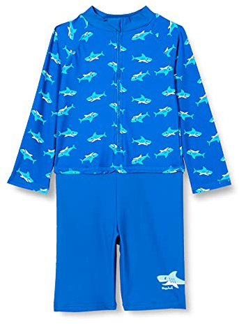Playshoes Protezione UV in un unico pezzo Unisex - Bambini e ragazzi, Manica Lunga Squalo, 98-104