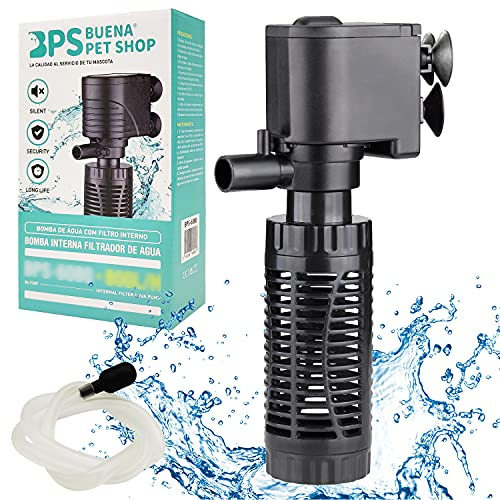 BPS Pompa sommergibile per acquario con filtro 6 W 600 L/H Pompa acqua filtro serbatoio per pesci stagno idroponici 16 x 8 cm BPS-6079