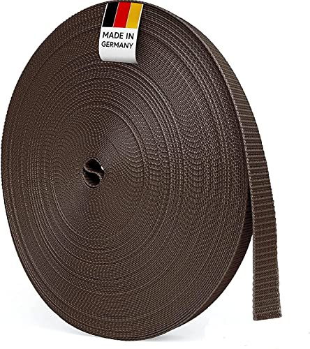 BAUHELD 50m Rolladengurt 14mm Braun [Made in Germany] - Für Rollladen an Türen und Fenster - Hohe Reißfestigkeit und UV-Stabil - Rollladengurt passend für Rolladen-Gurtwickler Aufputz