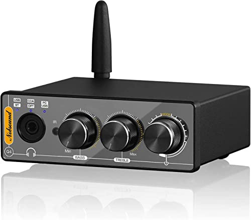Nobsound Q4 USB Audio DAC omvandlare med Bluetooth-hörlursförstärkare för PC/PS5/dator med optisk ingång 24-bitars 192 kHz och höjd djupkontroll och fjärrkontroll
