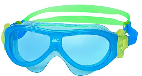 Zoggs Kids' Phantom Mask with UV Protection And Anti-fog Swimming Goggles, Blue/Green/Yellow, 0-6 Years
