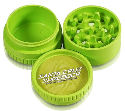 Santa Cruz Shredder Grinder for Herbs Knurled Top for Stronger Grip 3-Piece 2.2 (Lime Green)