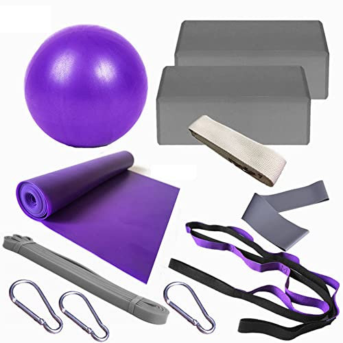 LTLCLZ 11Pcs Outdoor Yoga Brick Eva Block Set Pilates Fitness Gürtel Set Für Übung Workout Training Block Brick Stretching Yoga Bolster,Grau