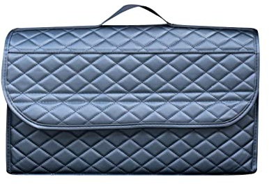 Ergocar Auto Kofferraum Organizer, PU Leder Zusammenklappbarer Aufbewahrungsbox mit Deckel, Wasserdichte Auto Kofferraum Box, Untere Verstärkung, Für Kleinwagen Geeignet