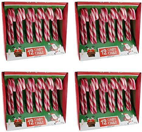 Trixie's 4 x 12 Zuckerstangen - Candy Canes - Erdbeergeschmack, rot weiß - 48 Stück, je 12 g