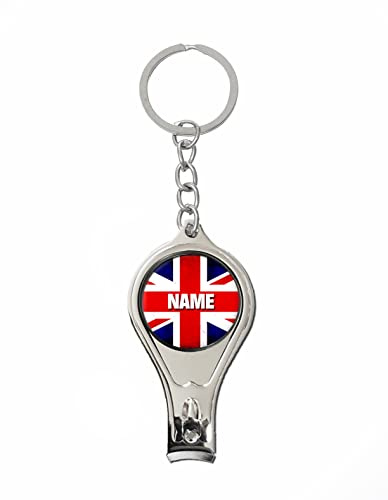 Personalised Union Jack Keyring 3-1 Bottle Opener Nail Clipper Key Chain Birthday Gift R227