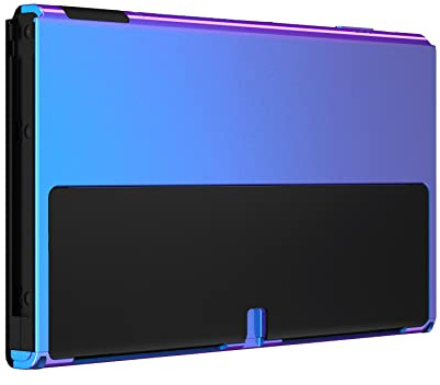 eXtremeRate Backplate für Nintendo Switch OLED Konsole, DIY-Ersatz Rückseite Gehäuse Hülle & Lautstärke/Power Taste, Custom Case Shell Set für Switch OLED Console-Lila Blau (Ohne Ständer)