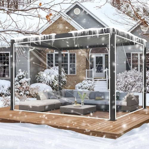 Tubtoken 20 Mil Heavy Duty Clear PVC Tarpaulins 8 x 10 FT, Waterproof Wind-Proof Transparent Vinyl Tarp for Patio Pergola Garden Canopy Rainproof Anti-Tear PVC Thick Cover with Grommets (8 x 10 FT)