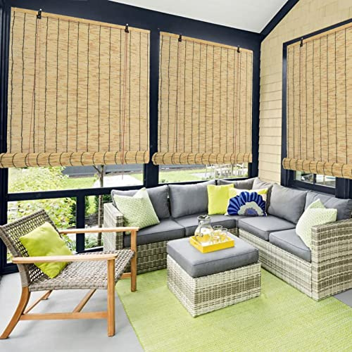 Bambusrollo Sichtschutz Rollos Fenster Bambus Raffrollos aus Holz Einfache Montage Sonnenschutz Sichtschutz Rollo Jalousien Für Balkon/Küche/Terrasse/Veranda/Außens ( Size : 67x72in/170x183cm(WxH) )