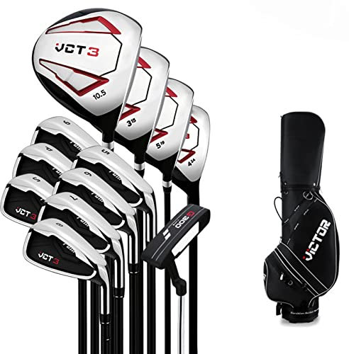Mazze da Golf per Uomo, Asta combinata, Asta in Carbonio, Un Set Completo di 12, principiante, Mano Destra, Nero, Design con baricentro Basso, Tocco Solido (Color : Black)