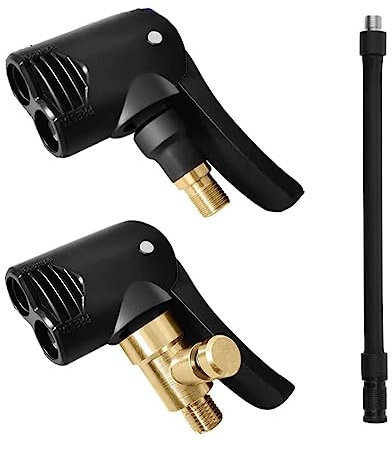 2 Stück 8mm Autoventil Hebelstecker Druckluft Reifenfüller Air Chuck,Tyre Valve Adapter,Reifenfüllfutter mit Entlüftungsventil+Reifenfüllfutter ohne Luftablassventil+16cm langen Schwarzen Schlauch