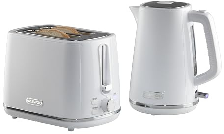 Daewoo Stirling, Jug Kettle & Toaster Set, White