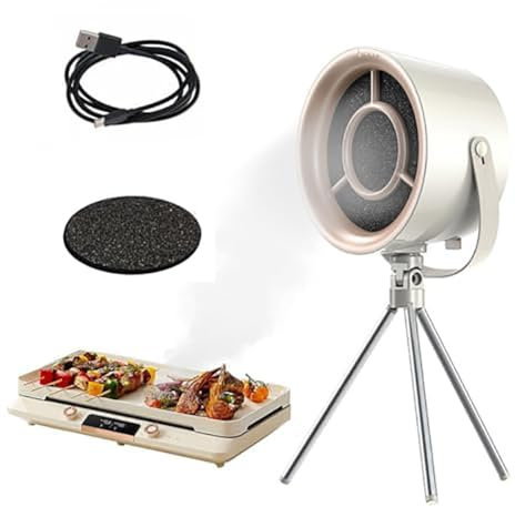 OPSREY Mini Desktop Range Hood, Portable Range Hood with 3 Speed Exhaust Fan, USB Rechargeable, Low Noise Strong Suction Mini Cooker Hood for Kitchen, Home, BBQ, Hot Pot