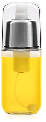 Xiedeai 180ML Aceite de Oliva Botella de Vidrio Dispensador de Aceite con Manual a Presión Neumático Rellenable para Cocina